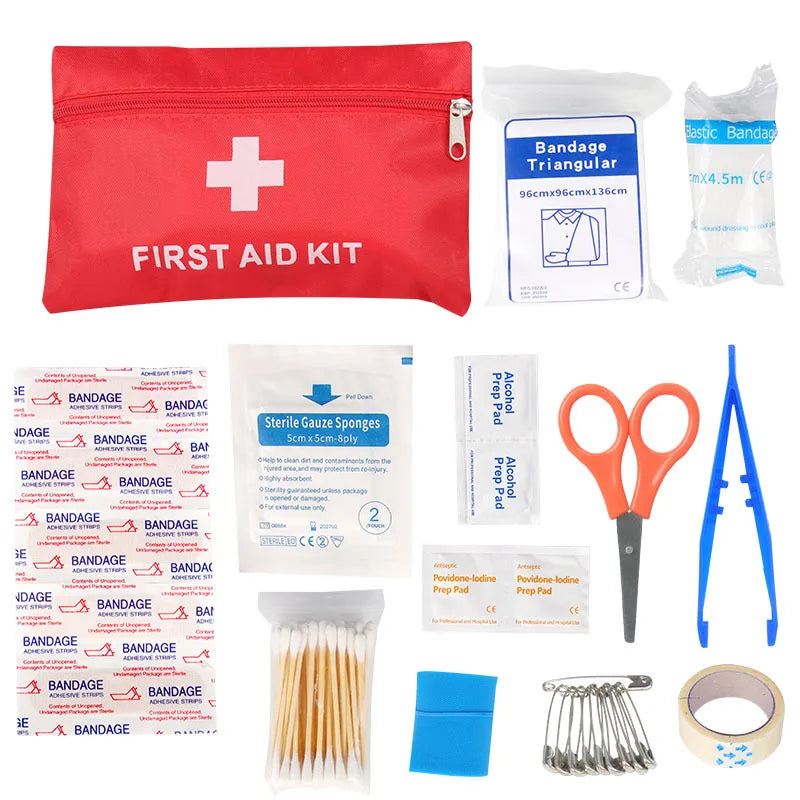 First Aid Kit Complete, 104Pcs Water-Resistant Hard Shell Small Case. Perfect For Travel, Outdoor, Home, Office,Camping, Hiking