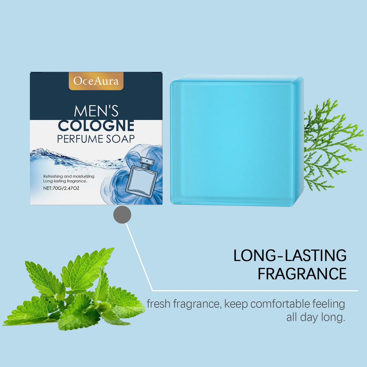 70g Men Cologne Bathing Soap Gentle Cleaning Pores Moisturizing Non-tight Rejuvenating Improve Skin Texture Soothing Discomfort Smoothing Body Soap