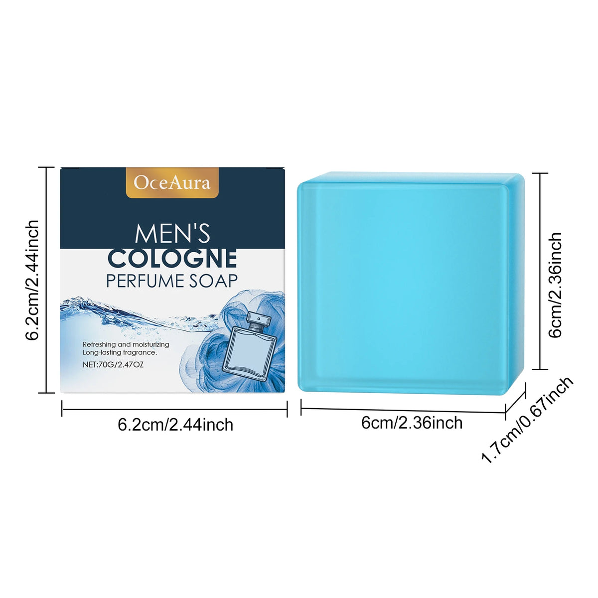 70g Men Cologne Bathing Soap Gentle Cleaning Pores Moisturizing Non-tight Rejuvenating Improve Skin Texture Soothing Discomfort Smoothing Body Soap
