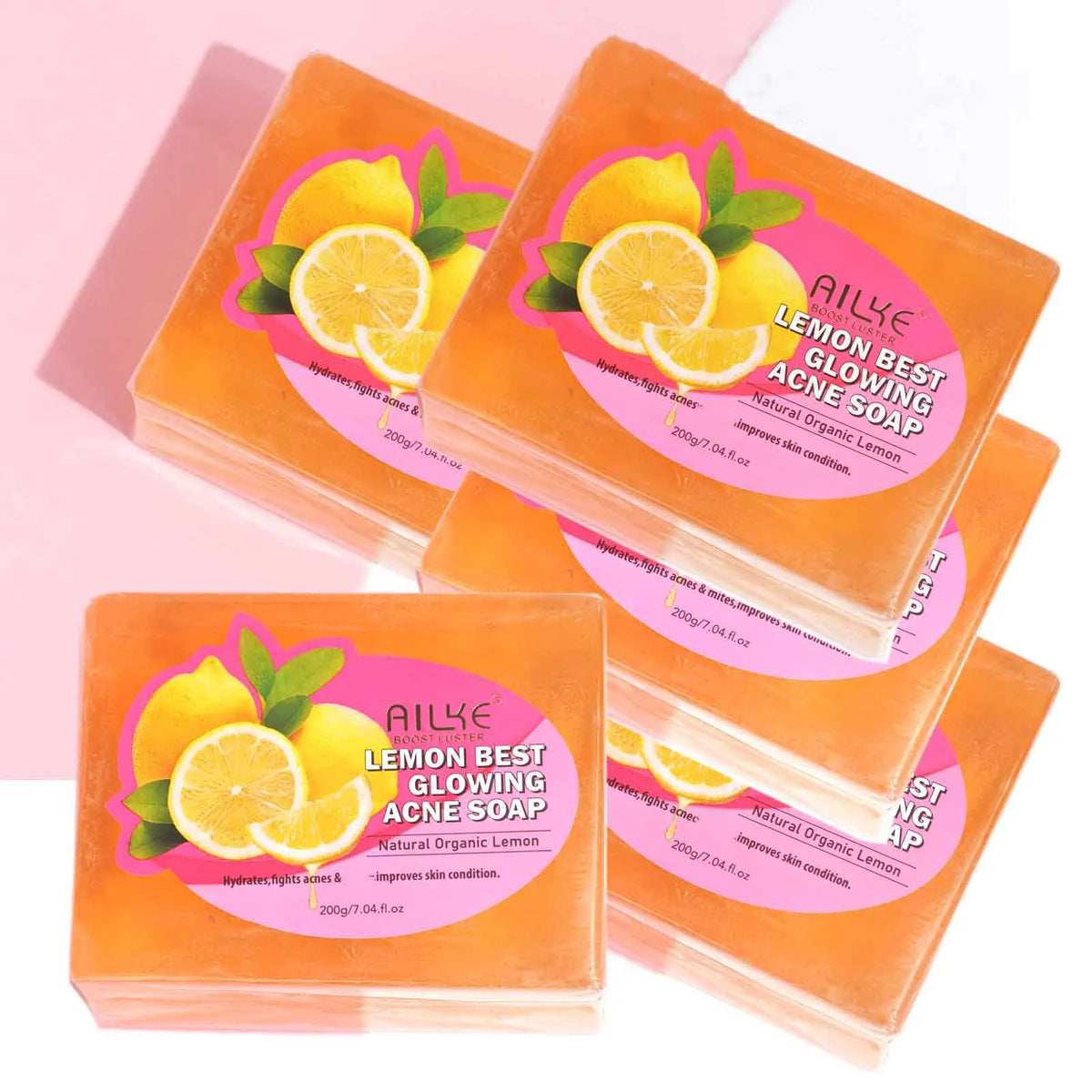AILKE Dark Spots and Acne Remover Soap Bar, Whitening Skin with Natural Lemon, Olive Oil, Women Daily Face and Body Wash, 200g