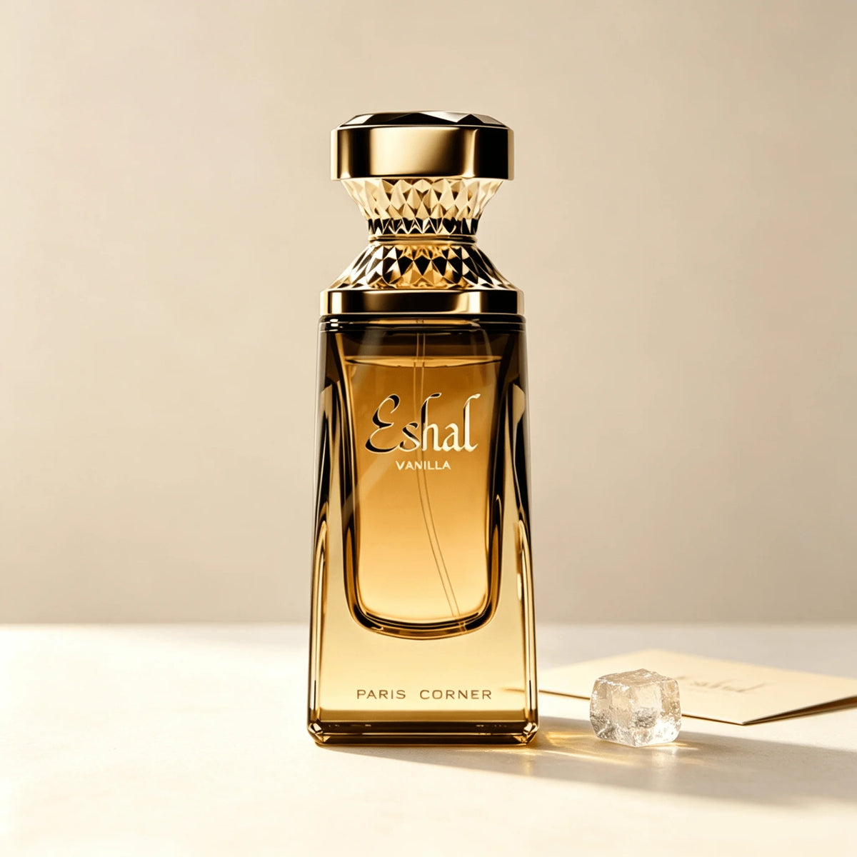 Paris Corner Eshal Vanilla Unisex Deodorant 24H Long Lasting Creamy Warm Vanilla Scent Anti Sweat Anti-Odor Body Spray Full Metallic Gold Transparent Bottle Luxury Arabian Scented Deodorant Gift for Men Women