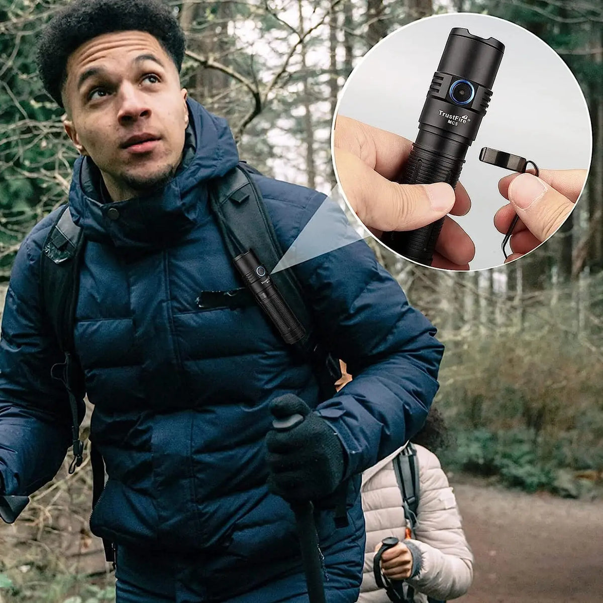 TrustFire MC5 3300LM EDC Flashlight Magnetic Waterproof Rechargeable LED Torch IP68 Camping Hiking Cycling Emergency Work Light Outdoor Self Defense Mini Torch