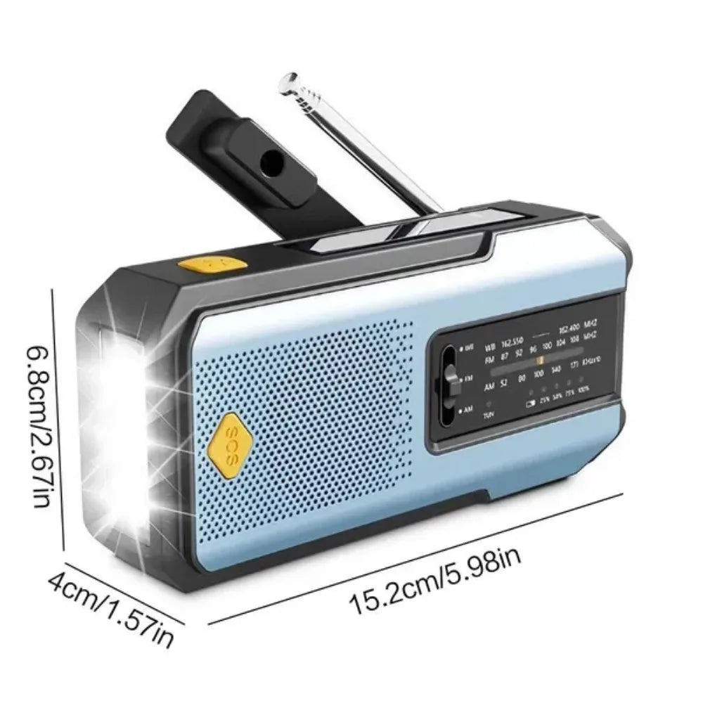 Emergency Solar Hand Crank Radio Multiband Digital Portable AM FM NOAA Weather Radio 2000mAh Power Bank Phone Charger LED Flashlight Torch Reading Light SOS Alarm Survival Gear for Camping Emergency Kit