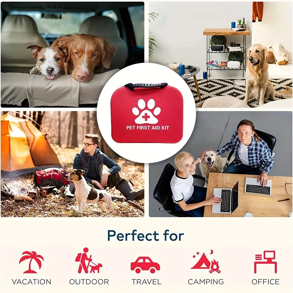 61pcs portable EVA emergency dog and cat pet first aid kit set for outdoor travel and camping with medical supplies