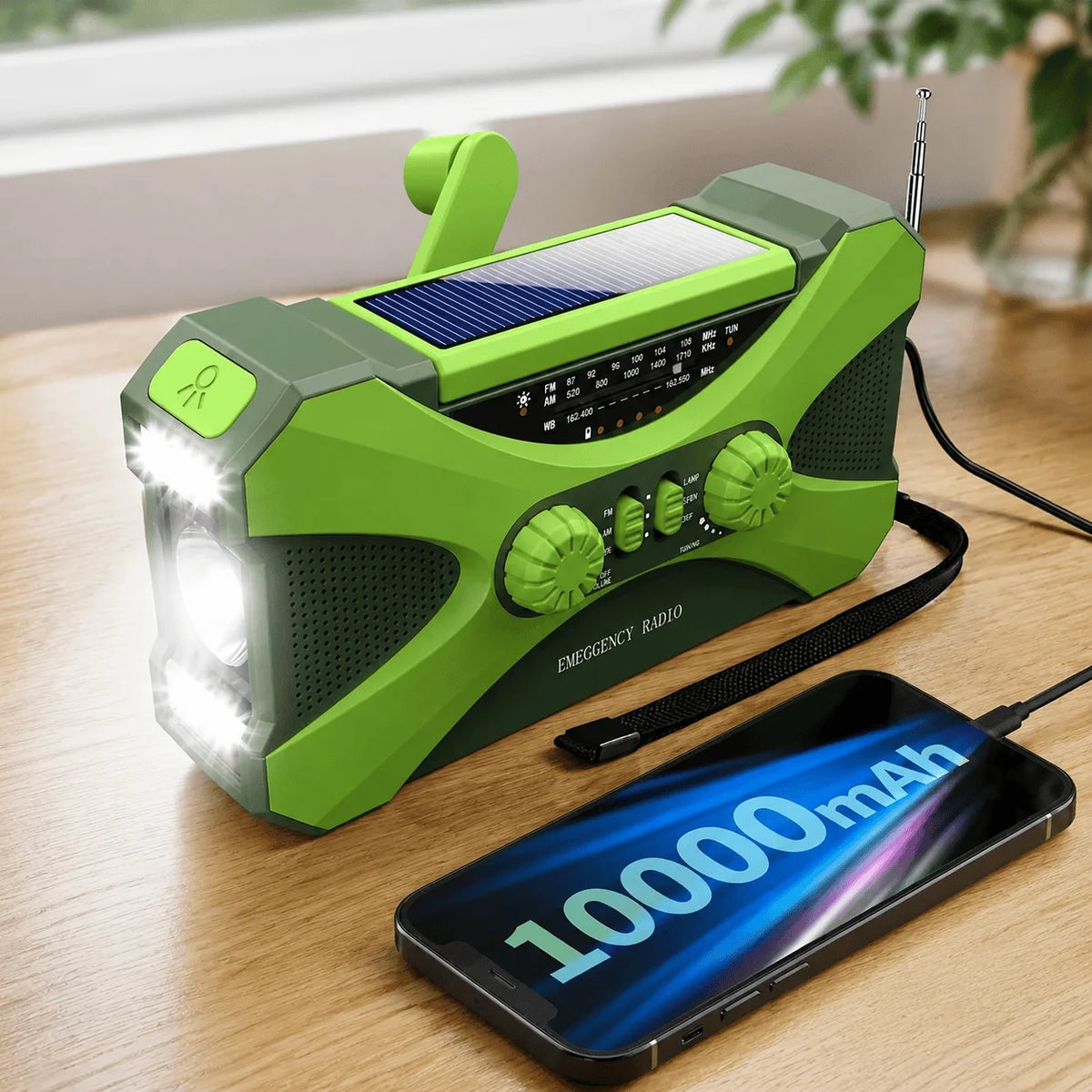 Emergency Radio Solar Hand Crank Radio 10000mAh Power Bank NOAA Weather Radio Survival Gear Camping Radio With Am Fm Dual Speaker Stereo Led Flashlight Triple Power Backup Portable Battery Charger Usb C For Outdoor Hiking Hom