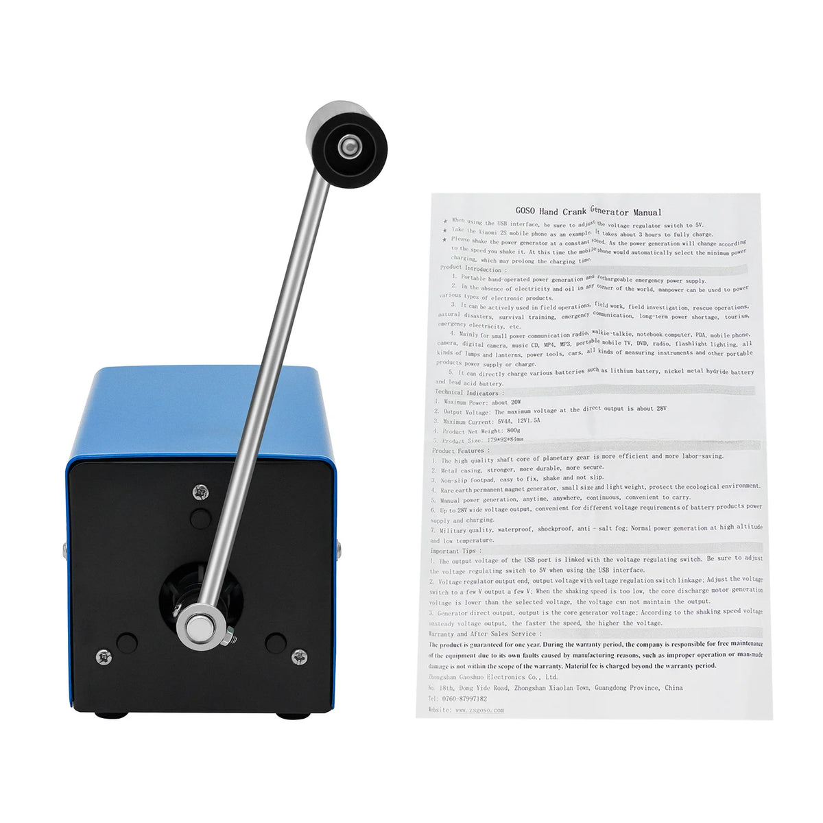 Hand Crank Generator Generator Motor 20W Portable Manual Power Supply Waterproof Shockproof Emergency Charger for Outdoor Camping Mobile Devices