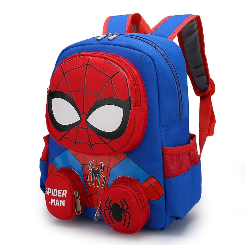 1Pc Mesuca 3D Little Spider Kids Backpack, Cartoon Supes Kindergarten School Bag, Boys Light‑Weight Oxford Cloth Shoulder Bookbag With Small Coin Pouches, Children Daily Travel Backpack Gift