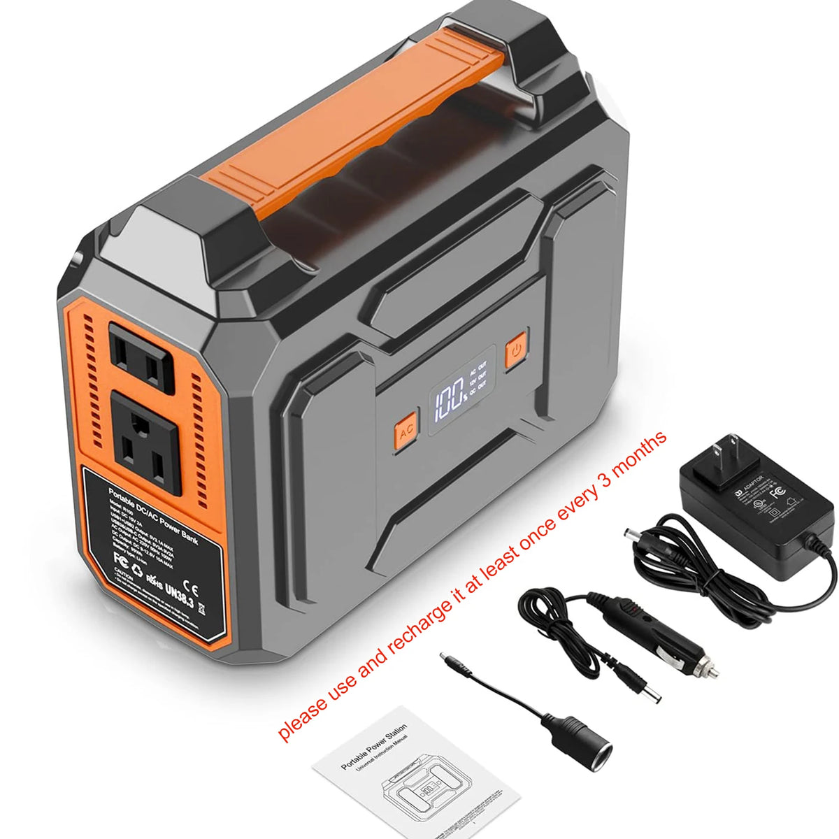 100W/146Wh Portable Power Station Solar Generator AC DC USB USB C Power Bank LED Flashlight For Laptop Phone Tablet Fan Camera Tent Camping Outdoor Trip Emergency Use