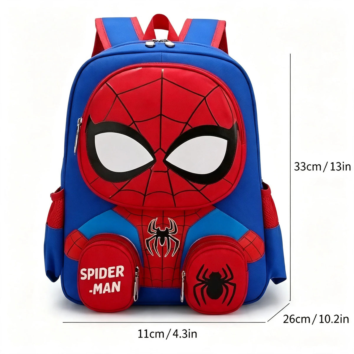 1Pc Mesuca 3D Little Spider Kids Backpack, Cartoon Supes Kindergarten School Bag, Boys Light‑Weight Oxford Cloth Shoulder Bookbag With Small Coin Pouches, Children Daily Travel Backpack Gift