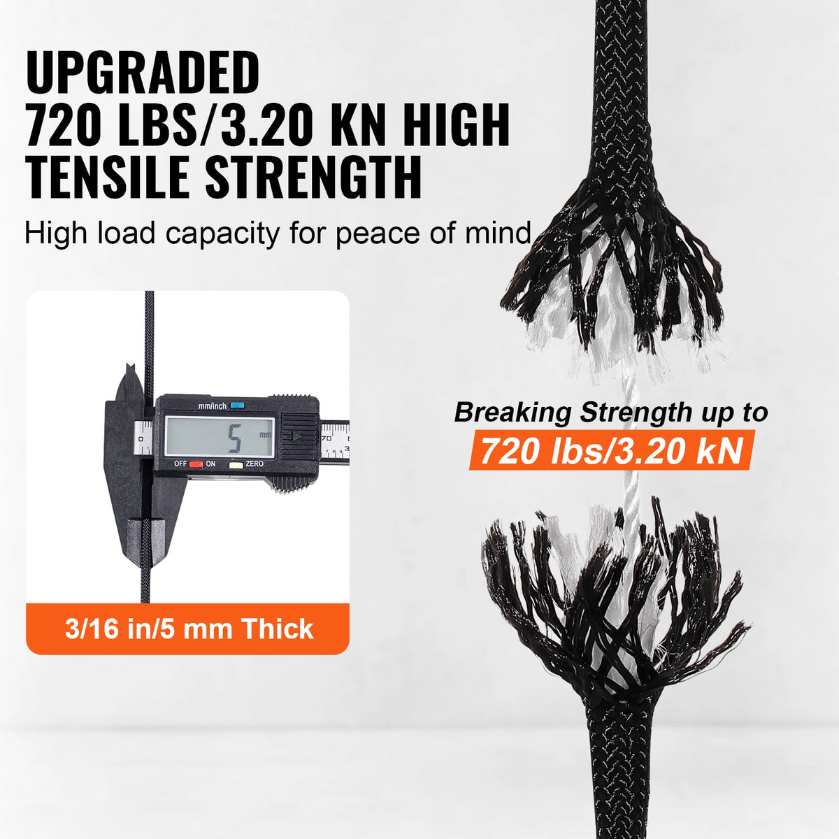SucceBuy 3/16 in 250/1000ft Nylon Cord 32-Strand Design Multi-Purpose Rope for Outdoor Adventures Tree Work Emergency Situation