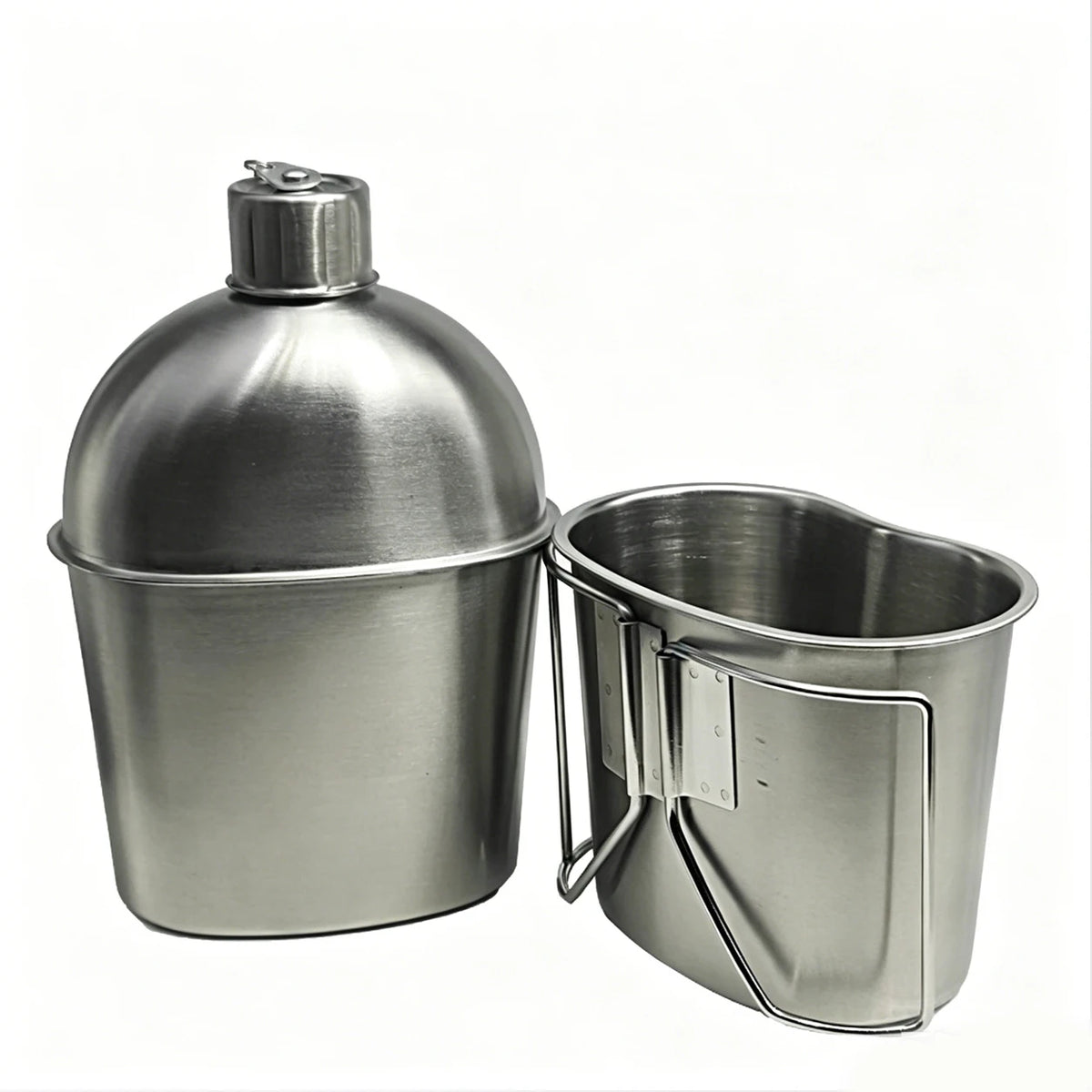 1L Military Tactical Canteen Bottle with Pouch, Outdoor Army Water Kettle for Camping, Hiking, Backpacking, Survival Gear
