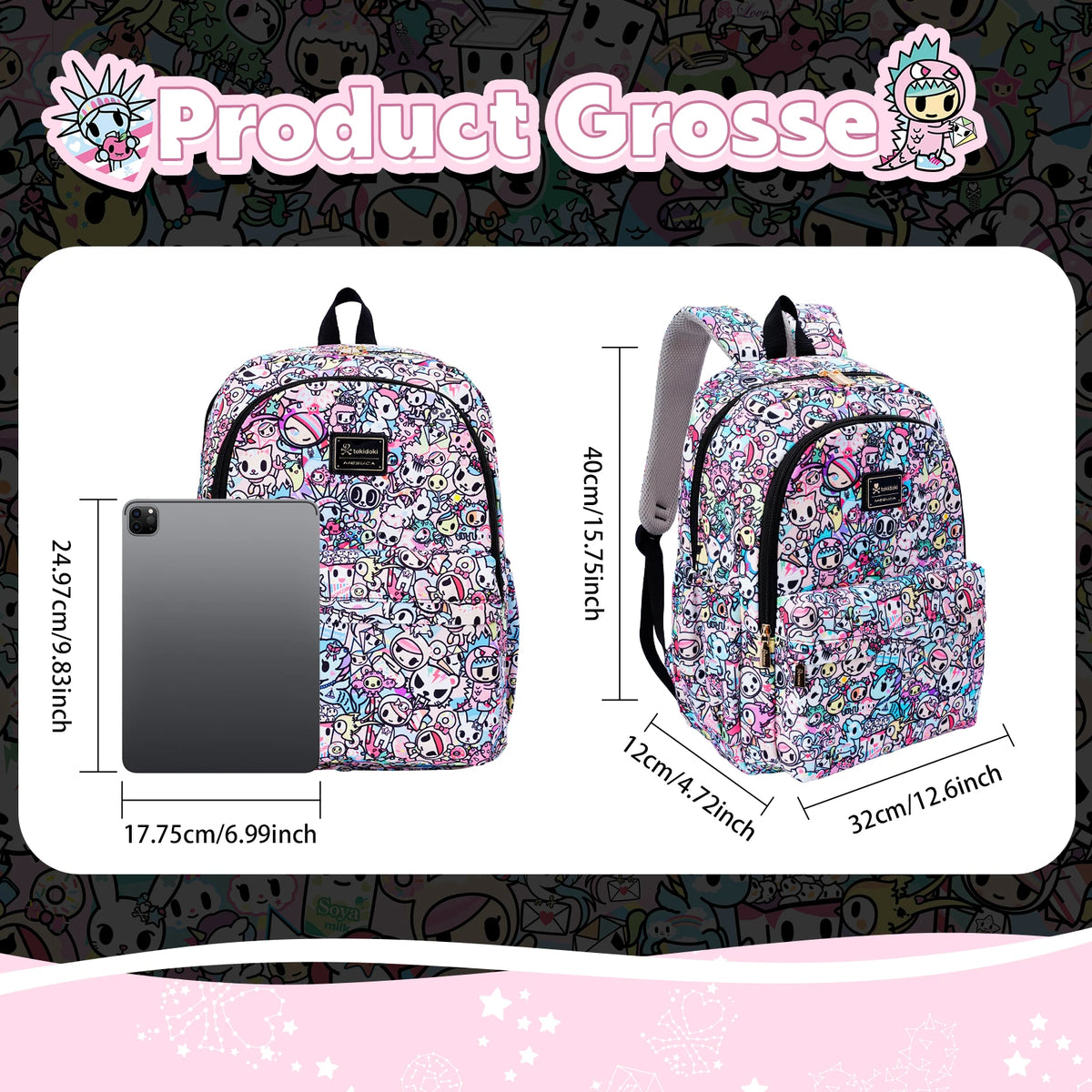 Tokidoki Travel Backpack for Women Shoulder Bag Unicorno Casual Daypack for Work Weekender Business Hiking