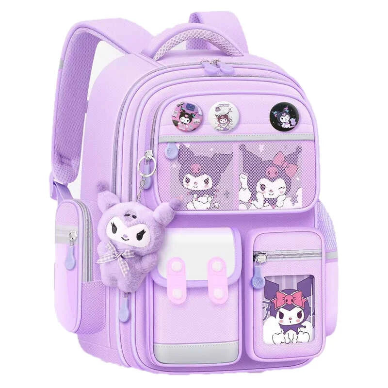 The Mesuca Kawaii Girls Backpack Cute Purple School Bag for Teens Aesthetic Bookbag with Plush Charm, Multi Pocket Lightweight Student Backpack for School Travel Daily Use