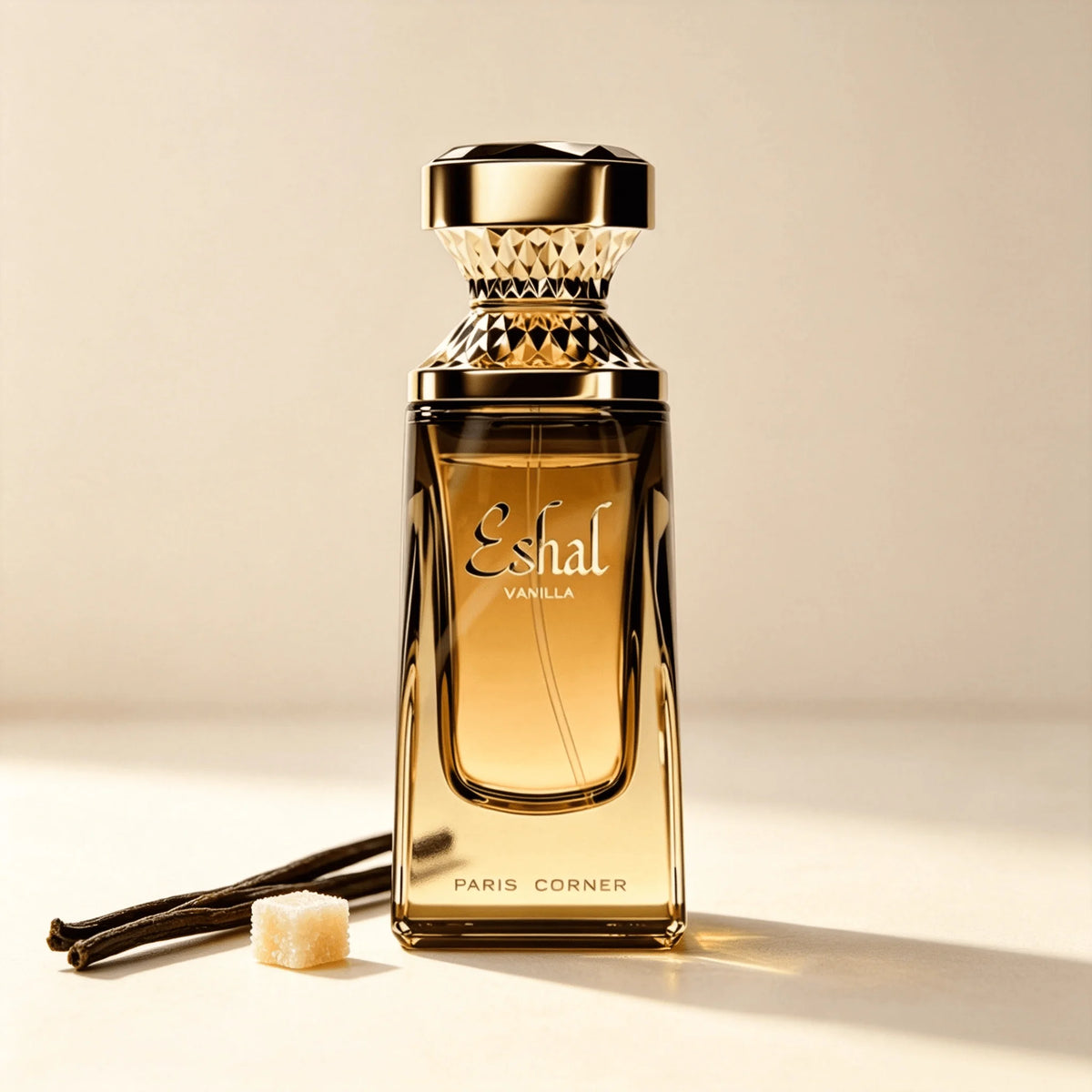 Paris Corner Eshal Vanilla Unisex Deodorant 24H Long Lasting Creamy Warm Vanilla Scent Anti Sweat Anti-Odor Body Spray Full Metallic Gold Transparent Bottle Luxury Arabian Scented Deodorant Gift for Men Women