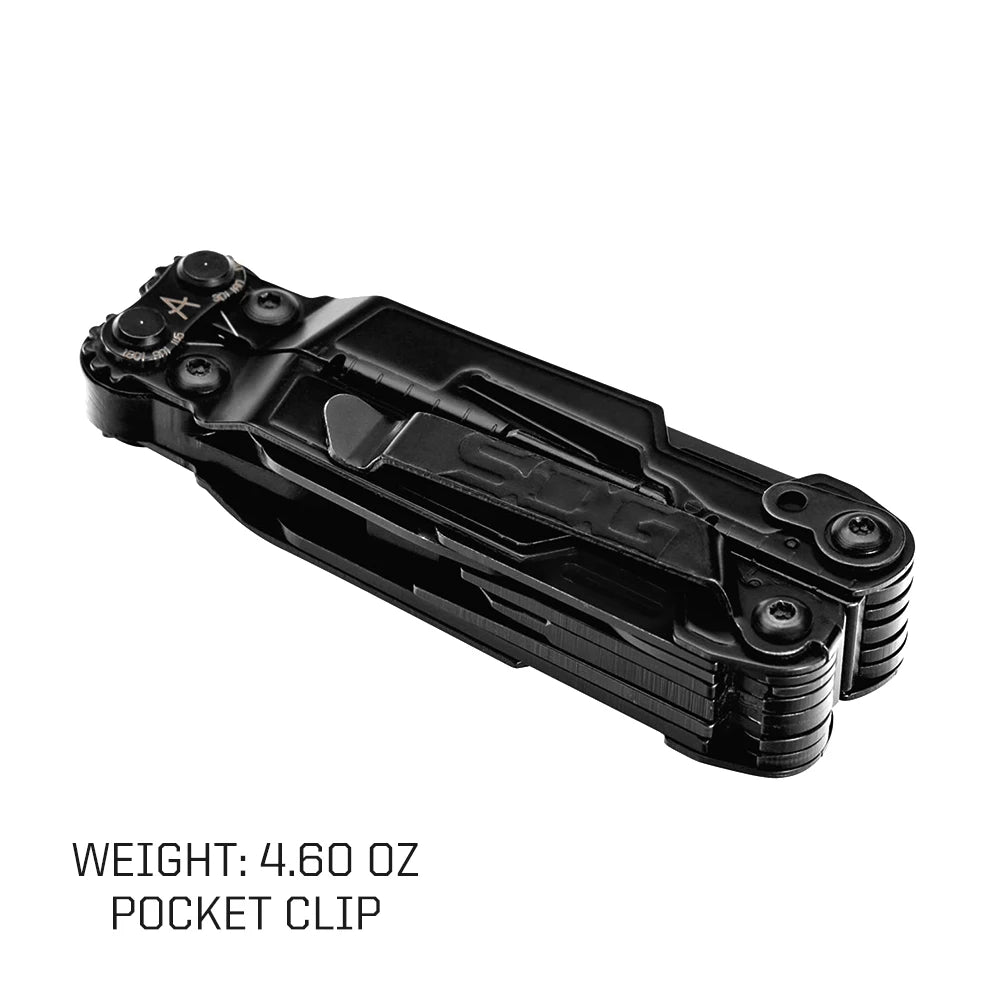 SOG PowerLitre 19 Functions Compact Multitool EDC 5 Inch Lightweight Stainless Steel Multifunctional Pliers W/ Folding Knife Wire Cutter Magnetic Bit Holder Corkscrew For Survival Hiking Home DIY Outdoor Emergency Repair Port