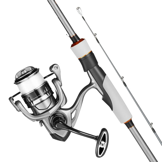 SucceBuy Rod and Fishing Reel Combo IM6/7 Carbon Fiber Spinning Rod with 6.5/7 ft Two-Piece 7+1 Ball Bearings EVA Handle Guides