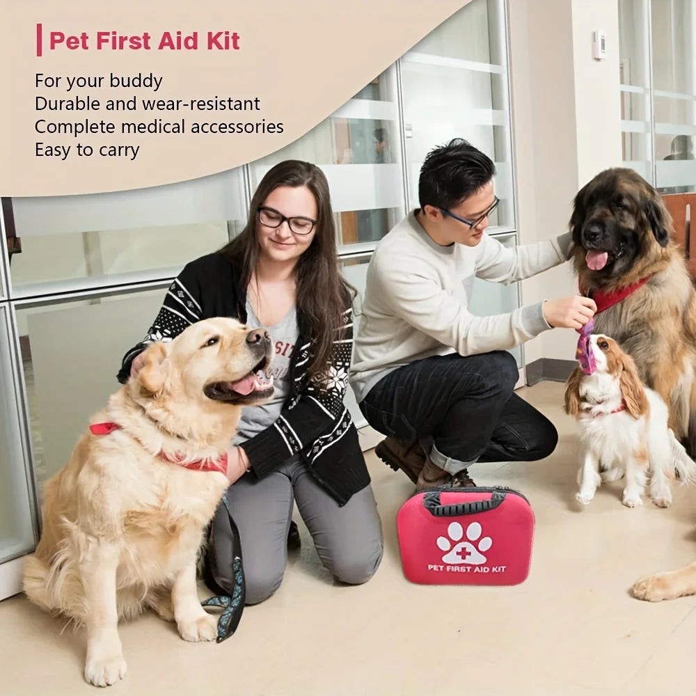 61pcs portable EVA emergency dog and cat pet first aid kit set for outdoor travel and camping with medical supplies