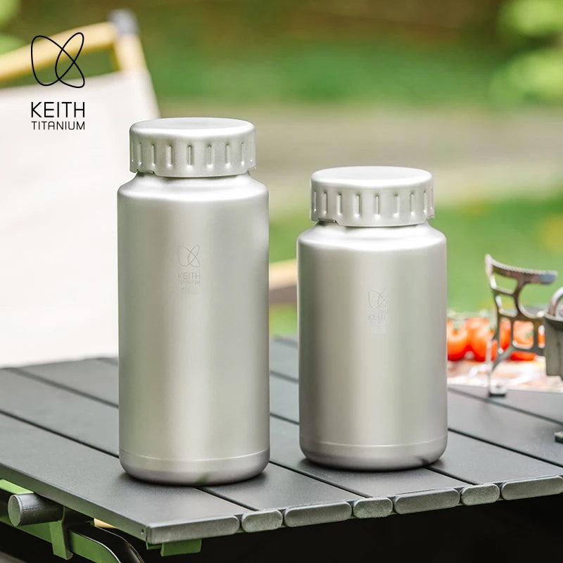 Keith Titanium Sports Bottle 900ml/1200ml Ultralight Leakproof Water Bottle, Wide Mouth Healthy Drinking Cup for Camping Hiking