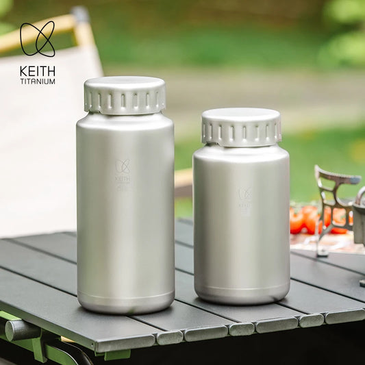 Keith Titanium Sports Bottle 900ml/1200ml Ultralight Leakproof Water Bottle, Wide Mouth Healthy Drinking Cup for Camping Hiking