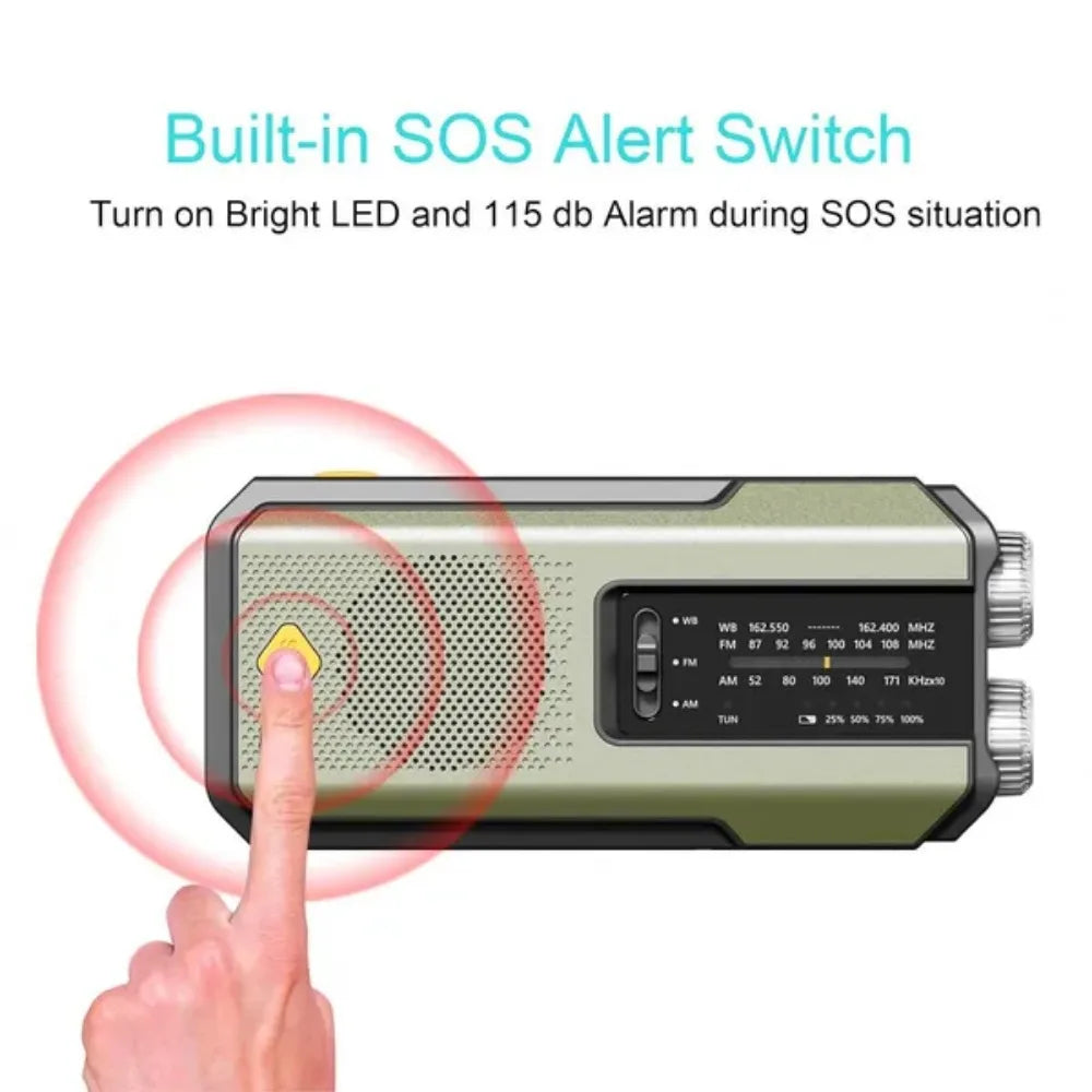 Emergency Solar Hand Crank Radio Multiband Digital Portable AM FM NOAA Weather Radio 2000mAh Power Bank Phone Charger LED Flashlight Torch Reading Light SOS Alarm Survival Gear for Camping Emergency Kit