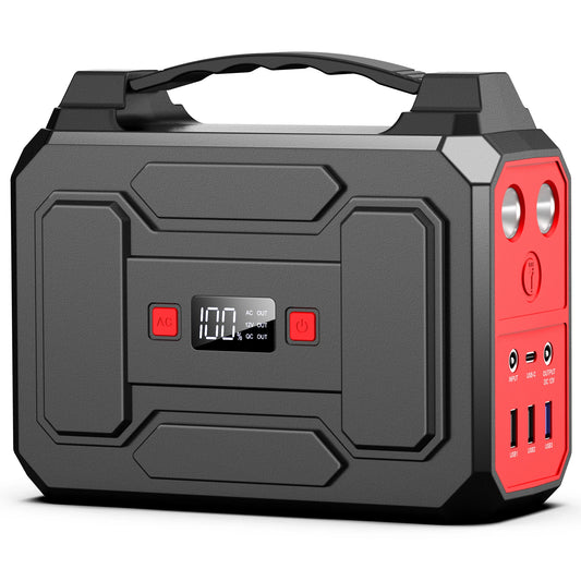 100W/146Wh Portable Power Station Solar Generator AC DC USB USB C Power Bank LED Flashlight For Laptop Phone Tablet Fan Camera Tent Camping Outdoor Trip Emergency Use