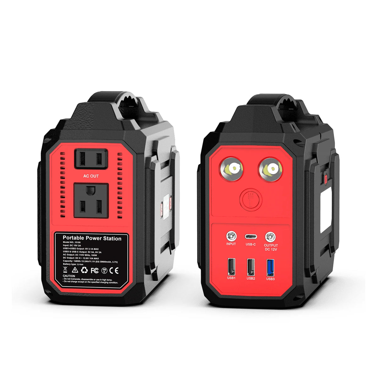 100W/146Wh Portable Power Station Solar Generator AC DC USB USB C Power Bank LED Flashlight For Laptop Phone Tablet Fan Camera Tent Camping Outdoor Trip Emergency Use