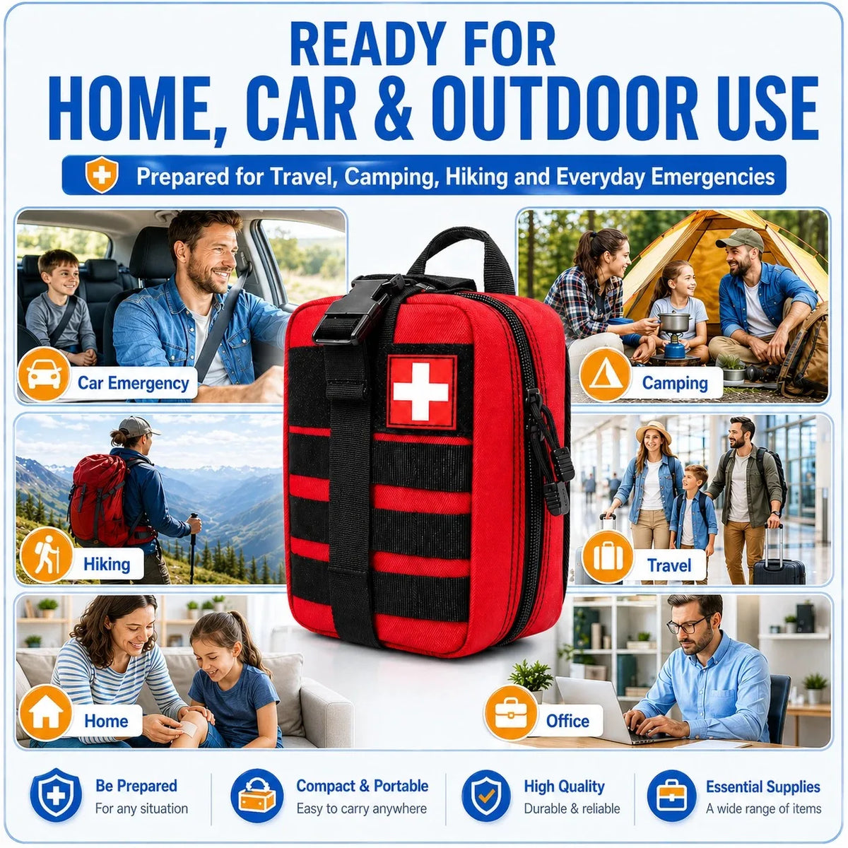 337PCS Portable Emergency Kit Hand Emergency Kit Medical Rescue Kit Car Emergency Outside Travel First Aid Survival Supplies