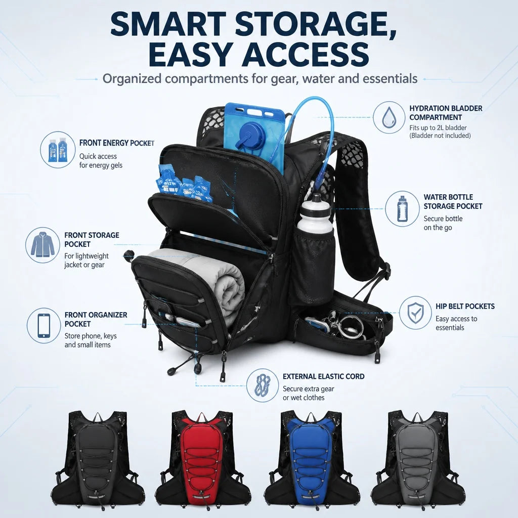 Running Hydration Vest Backpack Lightweight Multi‑Pocket Water Bag Holder For Trail Running Cycling Outdoor Sports