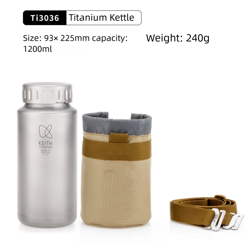 Keith Titanium Sports Bottle 900ml/1200ml Ultralight Leakproof Water Bottle, Wide Mouth Healthy Drinking Cup for Camping Hiking
