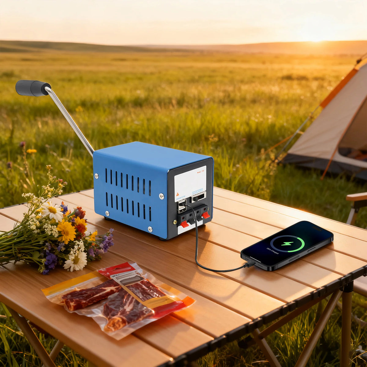 Hand Crank Generator Generator Motor 20W Portable Manual Power Supply Waterproof Shockproof Emergency Charger for Outdoor Camping Mobile Devices