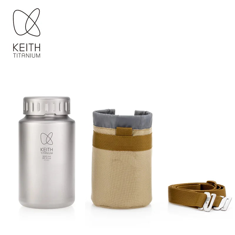 Keith Titanium Sports Bottle 900ml/1200ml Ultralight Leakproof Water Bottle, Wide Mouth Healthy Drinking Cup for Camping Hiking