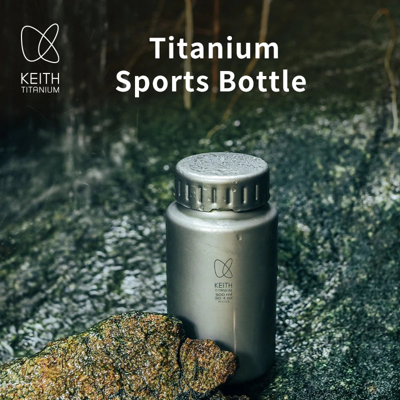 Keith Titanium Sports Bottle 900ml/1200ml Ultralight Leakproof Water Bottle, Wide Mouth Healthy Drinking Cup for Camping Hiking