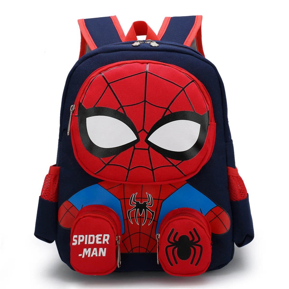 1Pc Mesuca 3D Little Spider Kids Backpack, Cartoon Supes Kindergarten School Bag, Boys Light‑Weight Oxford Cloth Shoulder Bookbag With Small Coin Pouches, Children Daily Travel Backpack Gift