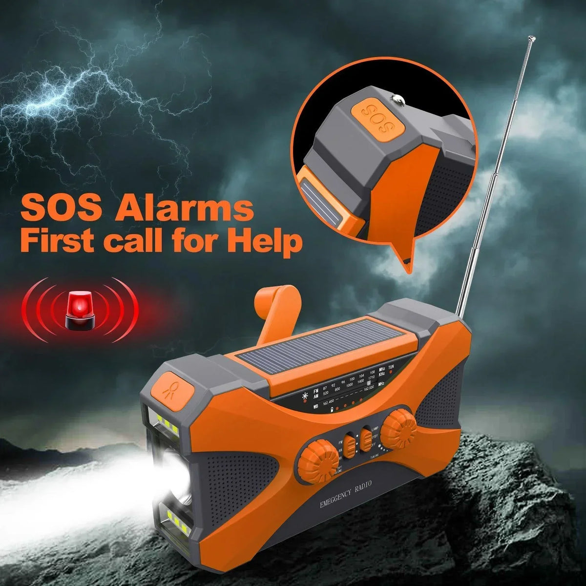 Emergency Radio Solar Hand Crank Radio 10000mAh Power Bank NOAA Weather Radio Survival Gear Camping Radio With Am Fm Dual Speaker Stereo Led Flashlight Triple Power Backup Portable Battery Charger Usb C For Outdoor Hiking Hom